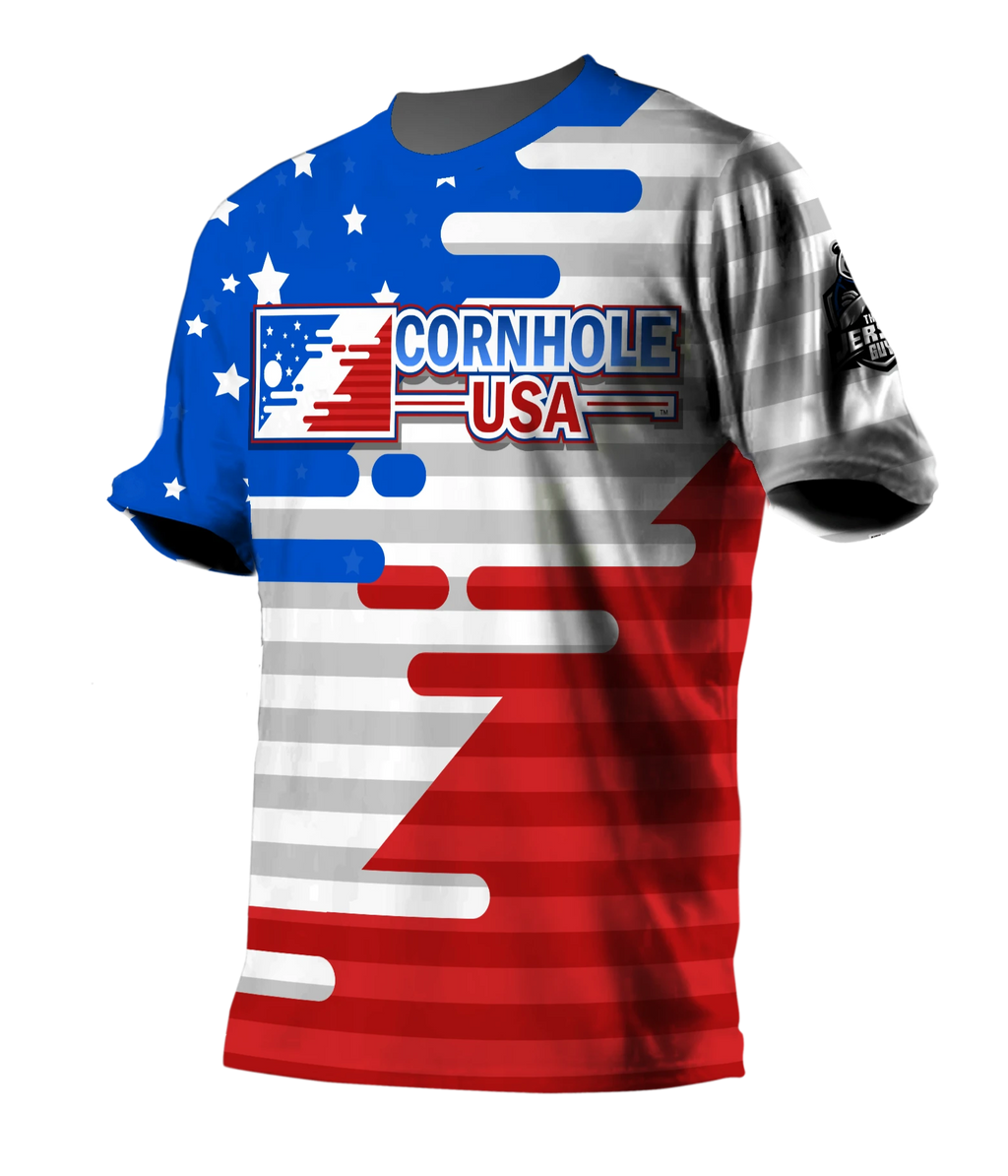 Cornhole USA Flag Custom Name Baseball Jersey Shirt S-5XL For Men