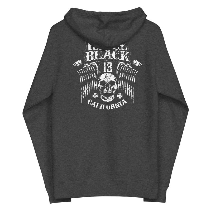 Rebel Black 13- Freedom Skull - fleece zip up hoodie